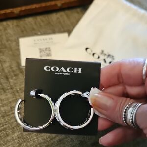Coach Shiny Silver Hoop Earrings